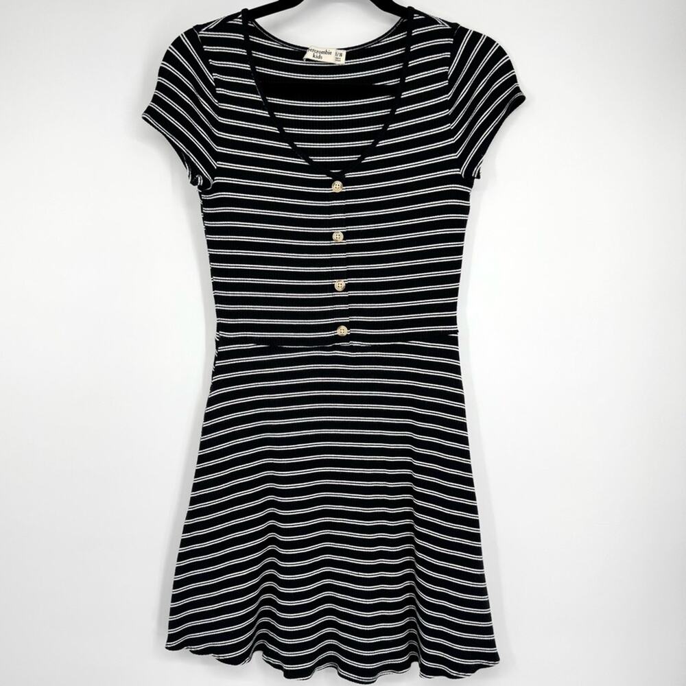 Abercrombie Kids Black Striped Stretch Short Sleeve Dress‎ 15/16